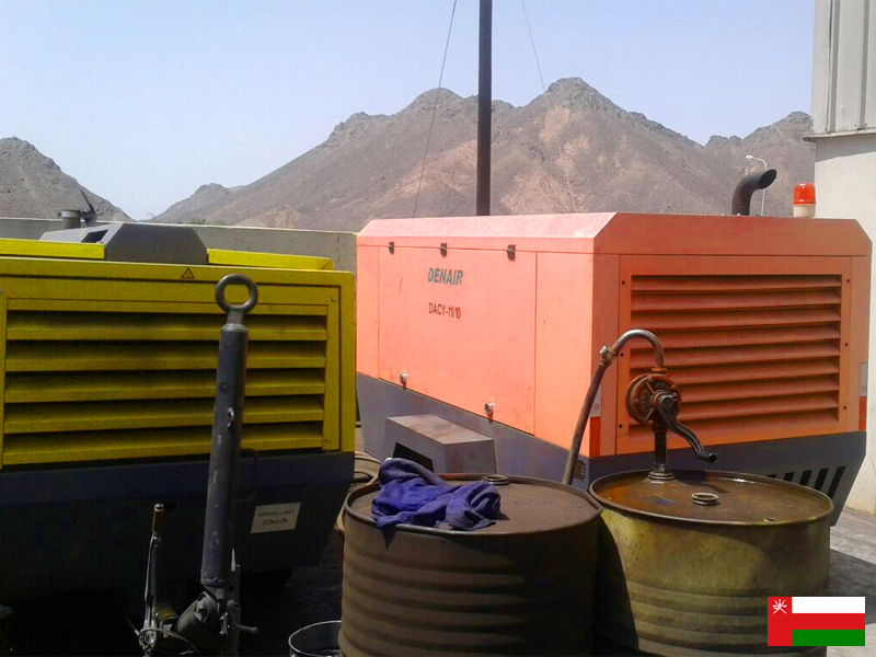 Дизельный передвижной воздушный компрессор DENAIR в Омане для пескоструйных работ